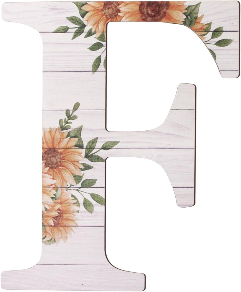 Large Wooden Letters 12 Inch Rustic Wooden Letters F for Wall Decor Home Wood Letters Sunflower Big Wood Wall Letters Decor for Living Room Bedroom Party Wedding Housewarming
