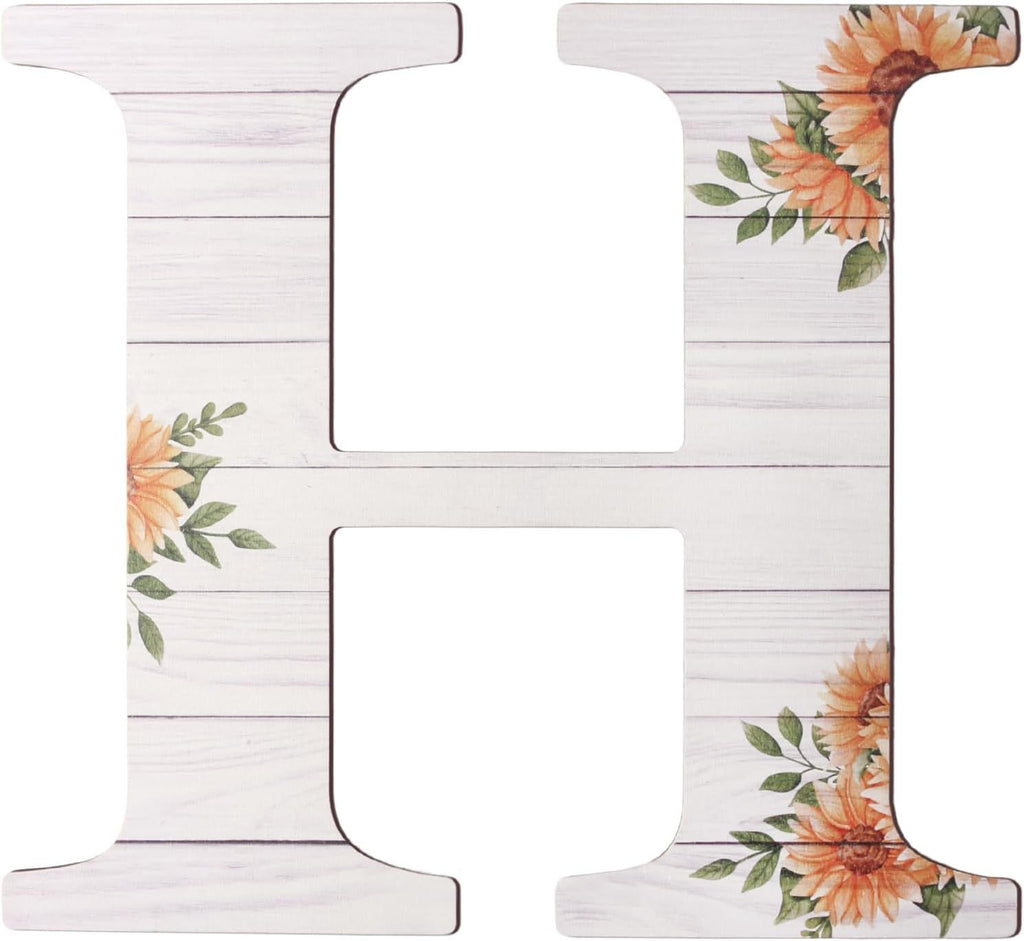 Large Wooden Letters 12 Inch Rustic Wooden Letters H for Wall Decor Home Wood Letters Sunflower Big Wood Wall Letters Decor for Living Room Bedroom Party Wedding Housewarming