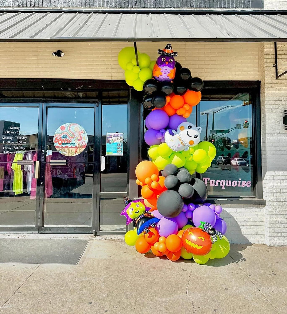 Latex Balloons, 60pcs 12 Inches Black Orange Green Purple Balloons with 1 Ribbon for Halloween, Birthday, Graduation, Harley Davidson Party Decorations