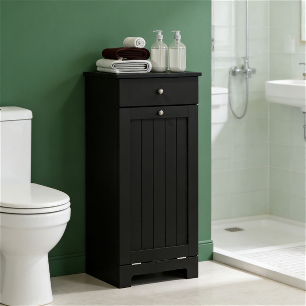 Laundry basket cabinet, laundry cabinet, storage cabinet, black