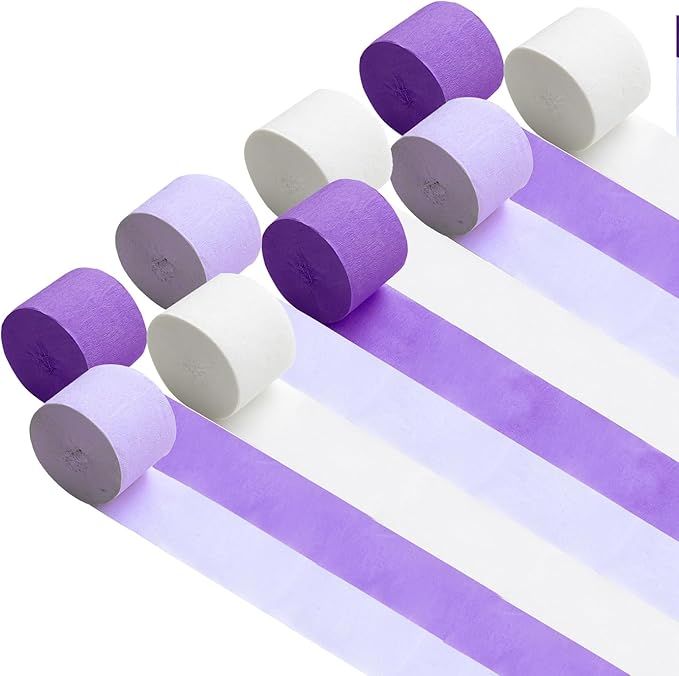 Lavender White Purple Party-Decorations Paper-Streamers - 9 Roll Birthday Valentines Day Decorations Baby Shower Women Bridal Wedding Engagement Bachelorette Graduation Hanging Decor HongTongTong