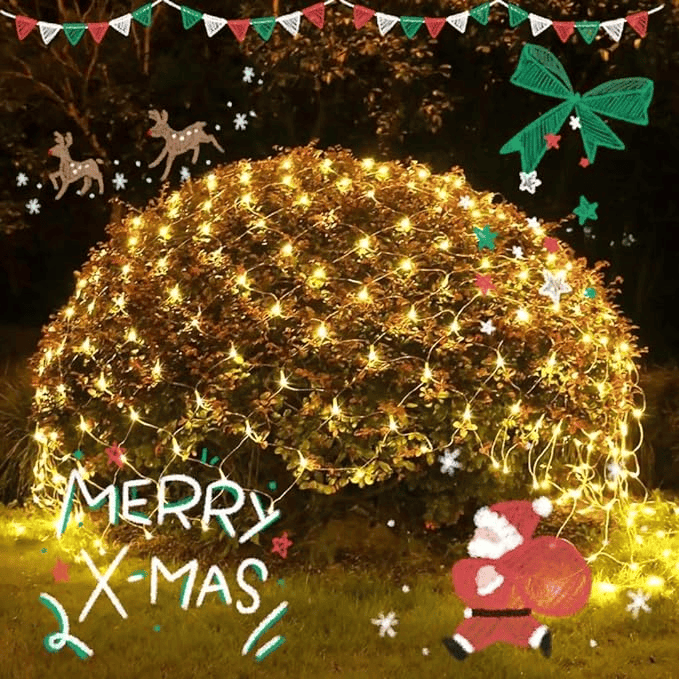 LED Christmas Net Lights Battery Operated 2x3M 192LED Waterproof Mesh Light 8 Modes Christmas Lights for Indoor Outdoor Xmas Party Yard Garden Decor (Warm White)