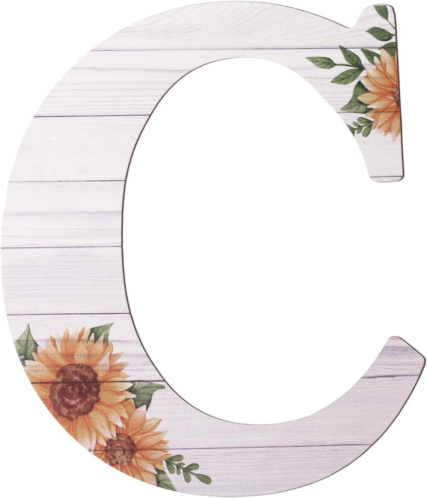 Letters 12 Inch Rustic Wooden Letters C for Wall Decor Home Wood Letters Sunflower Big Wood Wall Letters Decor for Living Room Bedroom Party Wedding Housewarming
