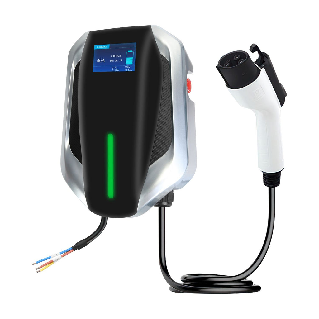 Level 2 Electric Vehicle Charger EV Wall Charger Car Charging Station with 2 Swipecards Digital Display Gun Locking for Home Garage