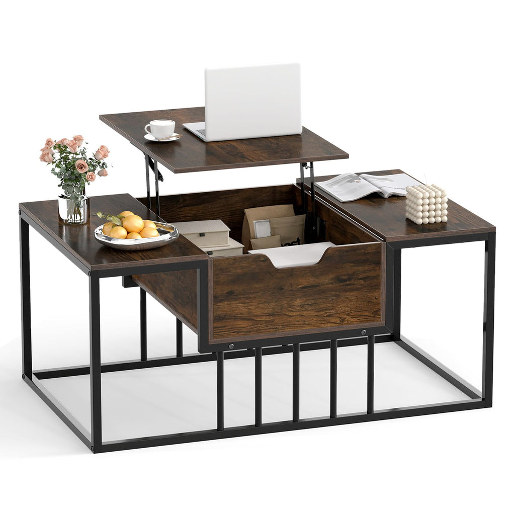 Lift Top Coffee Table Modern Center Table with Hidden Storage Compartment