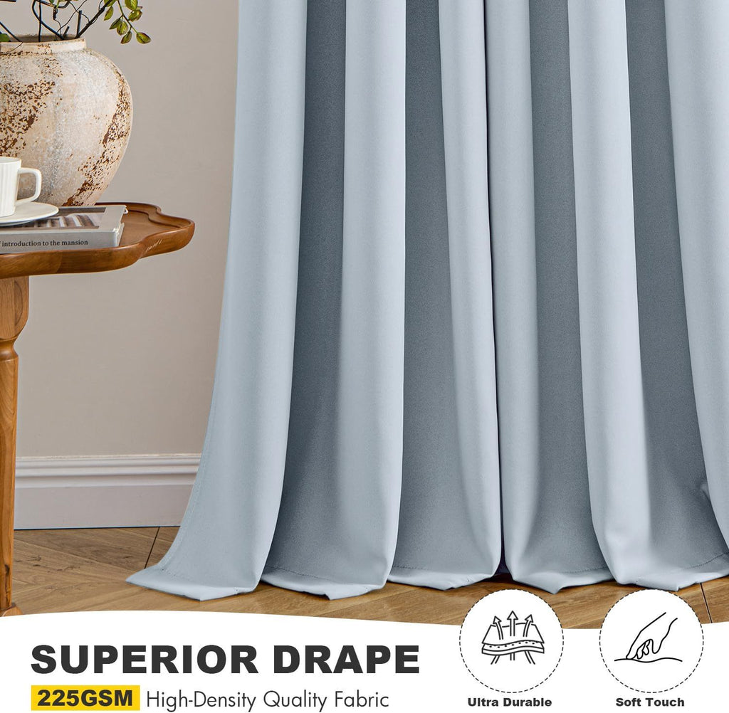 Light Blue Blackout Curtains for Bedroom Living Room 63 Inches Long 2 Panels, Thermal Insulated Room Darkening Drapes Solid Grommet Noise Reduction Light Blocking Window Treatments 40x63 Inch