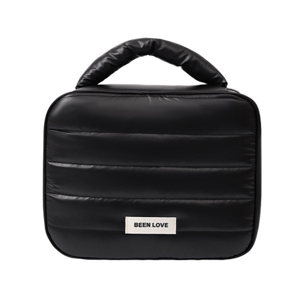 Light luxury glossy foam makeup storage bag, thickened, anti drop and waterproof, portable handheld beauty organizer bag