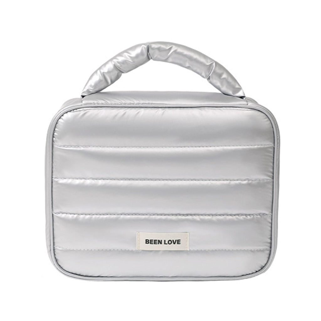 Light luxury glossy foam makeup storage bag, thickened, anti drop and waterproof, portable handheld beauty organizer bag