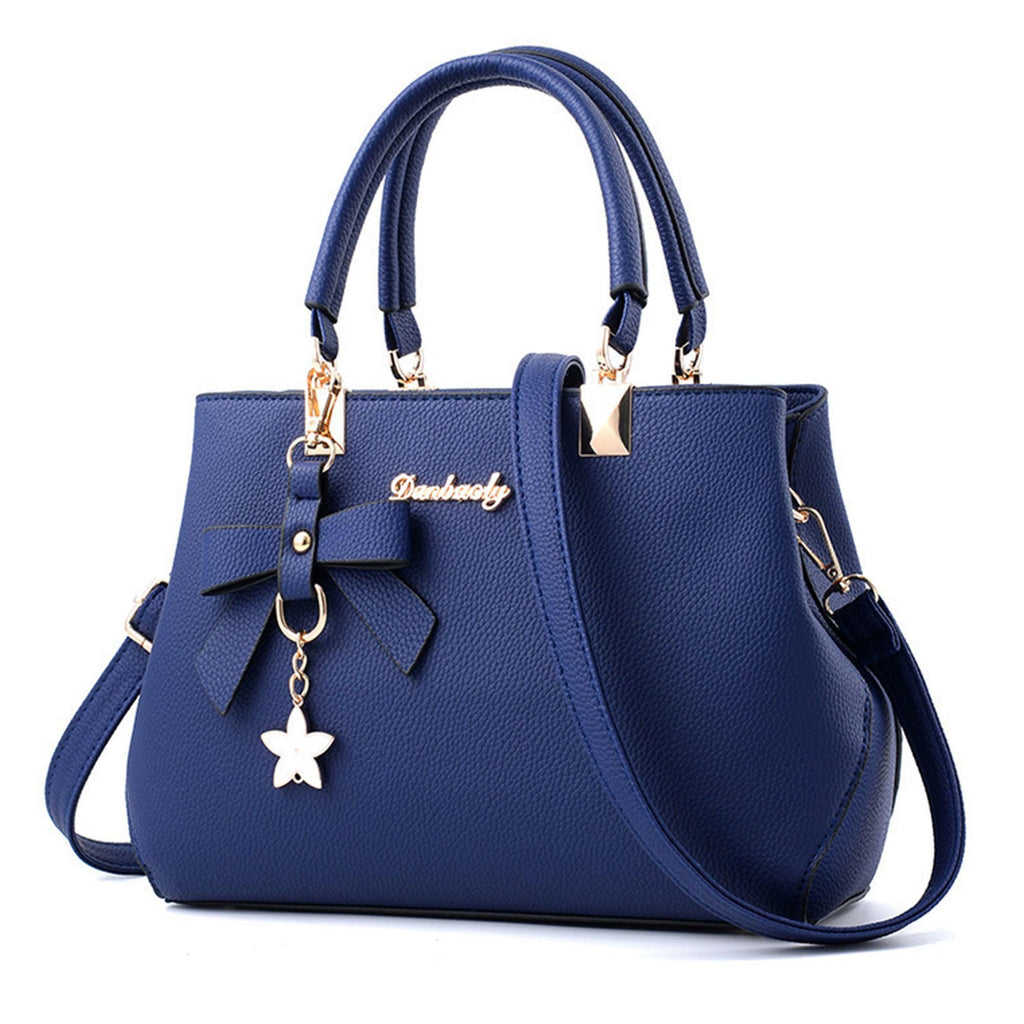 Light Luxury Women's Bag with Litchi Grain, Handbag with Bow Charm, Large-Capacity Shoulder & Crossbody Bag for Daily Commute & All-Match Outfits