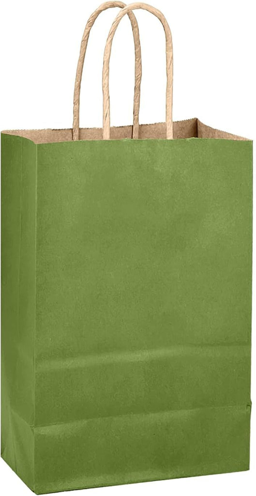 Light Olive Green Gift Bag with Handles Bulk 24Pcs Paper Bags -8.3"x6"x3. 15" Party Favor Bags - Solid Color