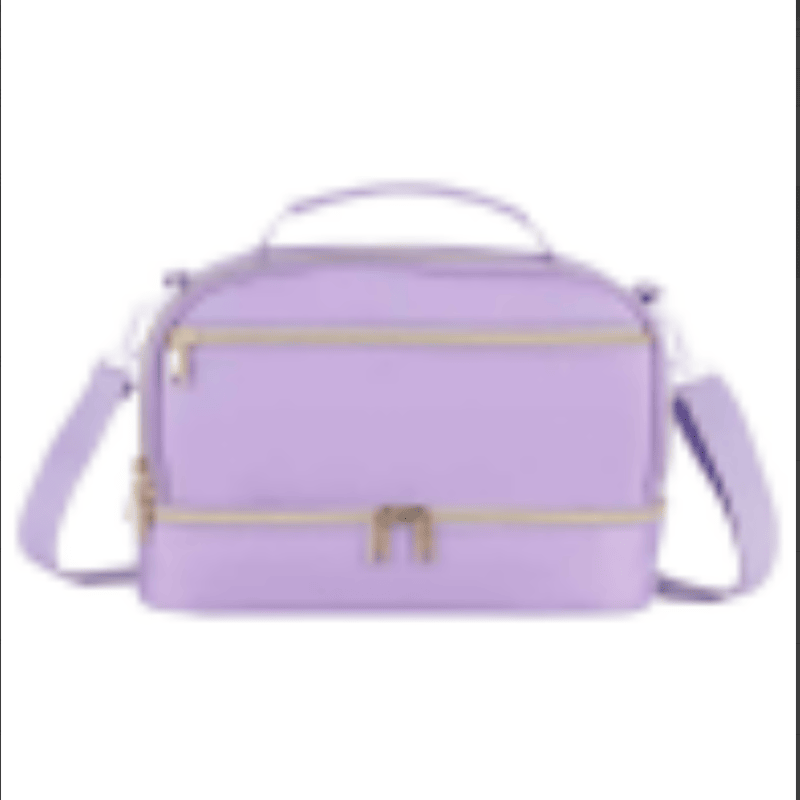 Light purple layered storage bag, hand carry or crossbody two-in-one, large capacity with dry/wet separation, perfect for travel, business trips, toiletries, and makeup all in one bag