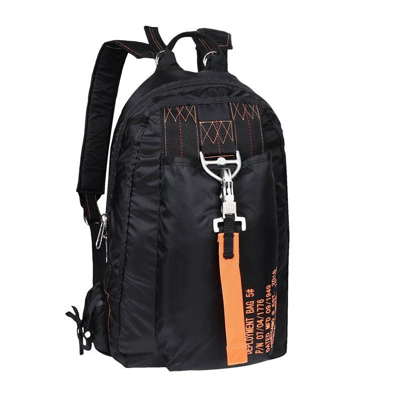 Lightweight Casual Backpack for Men and Women, Water-Resistant Daypack with Multiple Compartments, Metal Buckle and Adjustable Shoulder Straps for Travel, Work and Daily Use, Black Orange