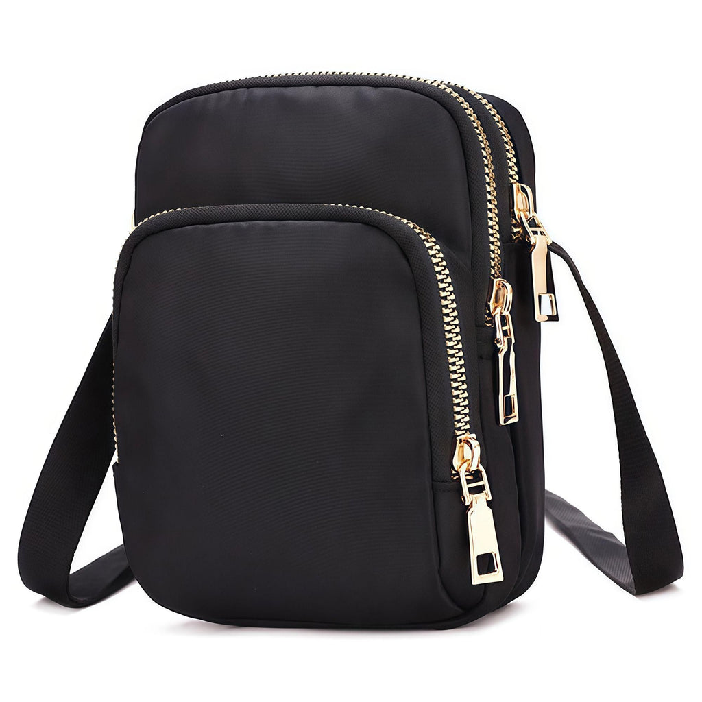 Lightweight Nylon Multi-compartment Crossbody Mini Bag, Versatile Cell Phone Pouch for Commuting & Sports