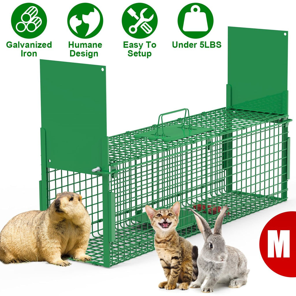 Live Animal Cage Trap For Animals Under Easy To Setup Humane Galvanized Iron Trap Cage For Raccoons Armadillos Groundhogs Muskrats Opossums Skunks