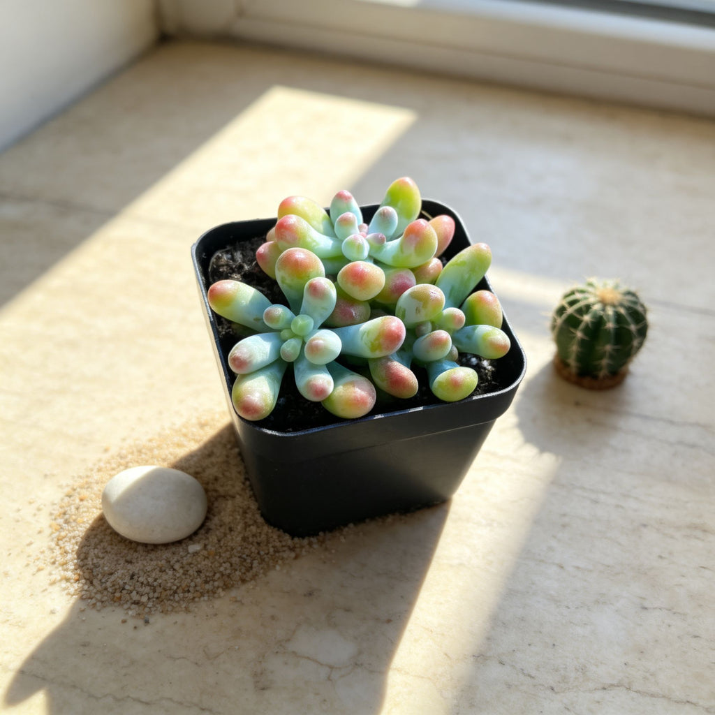 Live Succulent Plant Sedum pachyphyllum (Yuxinshi Jade Leaf) Pink-Tipped Rosette Houseplant, Easy Care Low Maintenance Desk Plant, 2 Inch Pot, Great Gift for Office Home Garden
