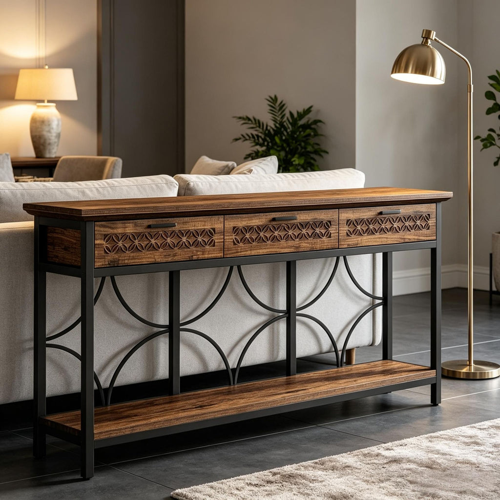 Long Console Table  Entryway Accent Table with Storage Drawers Living Room Decorative Table for Living Room Bedroom