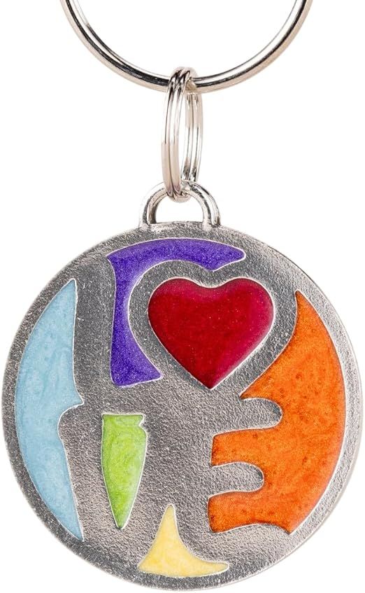 Love & Pride Keychain | Handcrafted Pewter Keyring | 1½ Inches, Plus Split Rings