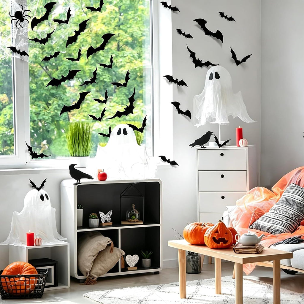LUDILO 100Pcs Bats Halloween Decorations: Halloween Bats Wall Décor Sticker
