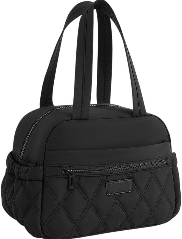 Lunch Bag Women Lunch Box for Men Insulated Quilted Reusable Lightweight Cool Container with Two Front Pockets Side Pockets Zipper for Work Picnic or Travel
