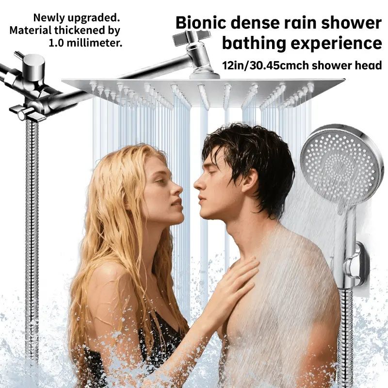Luxury Bathroom Upgrade - 12-inch Square Shower Head with 3 Spray Modes & 11-inch Arm
