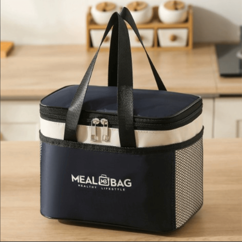 M-sized insulated storage bag, thick aluminum foil waterproof lunch cooler tote bag with reinforced handle, reusable student daily commuting food carrying bag