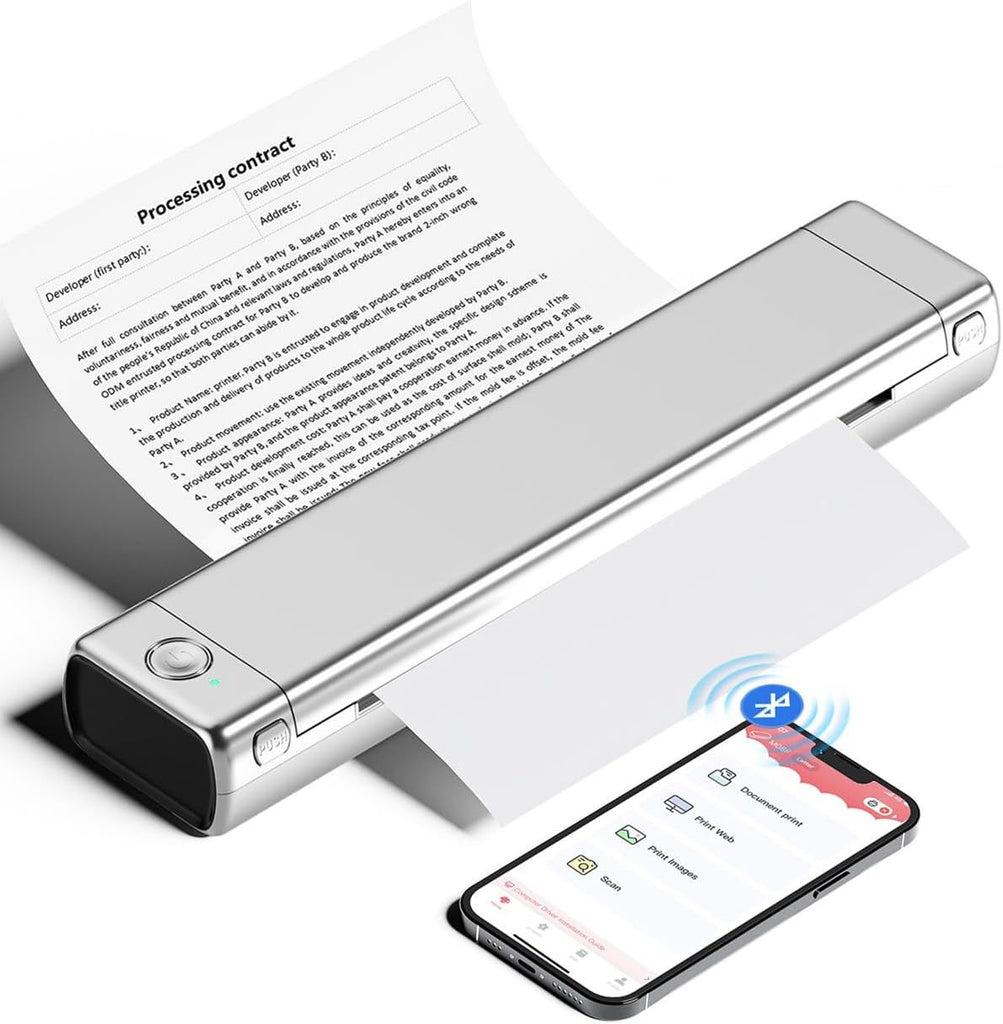 M08F Portable Printers Wireless for Travel, Thermal Printer Support 8.5" X 11" US Letter, Bluetooth Inkless Printer Compatible with iOS, Android, Laptop for Travel, Office, Home