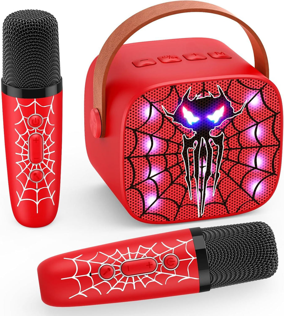 Machine Toys for Kids Ages 3-12: Mini Portable Bluetooth Speaker with 2 Wireless Microphones LED Light Christmas Birthday Gifts for Boys Girls Toddlers 3 4 5 6 7 8 9 10 Year Old Boy Girl Kid