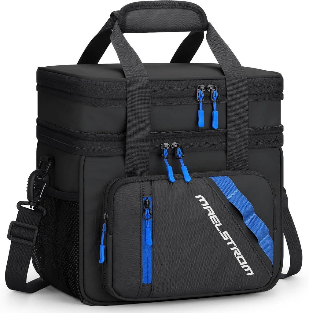 Maelstrom Lunch Box, 20L Insulated Lunch Bag for Men Women, Expandable Double Deck Leakproof Cooler Bag with 6 Pockets, Reusable Lunch Tote Bag for Work, Picnic, Travel, Orange
