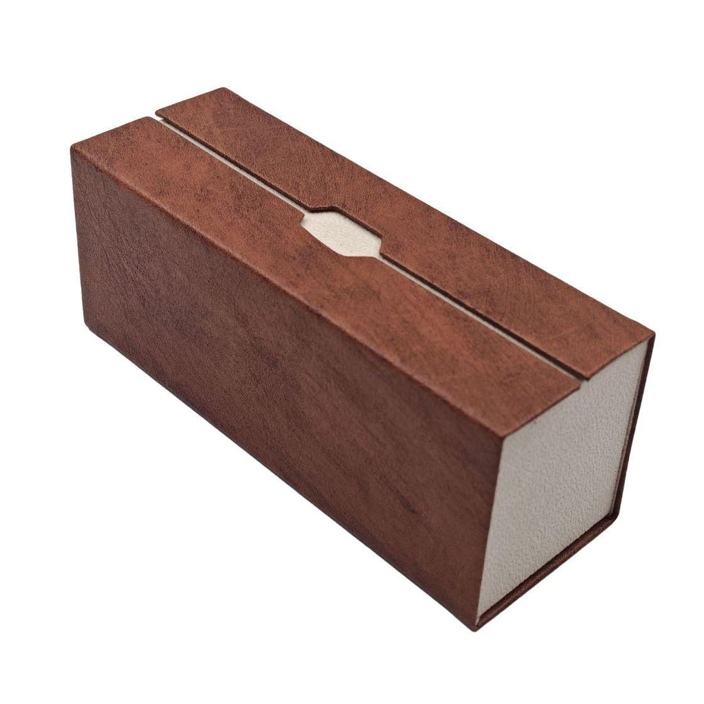 Magnetic double grid leather glasses case, one pair for storing two pairs of glasses, sunglasses and myopia lenses stored separately