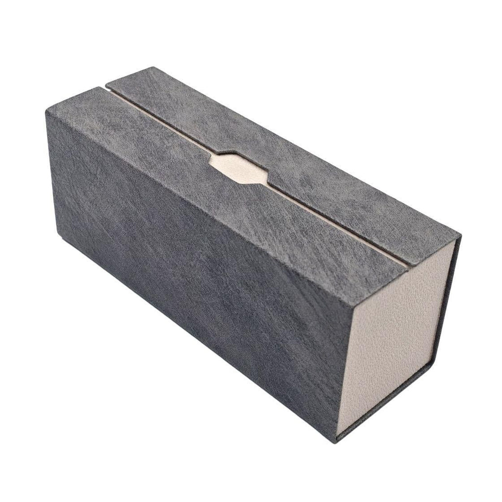 Magnetic double grid leather glasses case, one pair for storing two pairs of glasses, sunglasses and myopia lenses stored separately