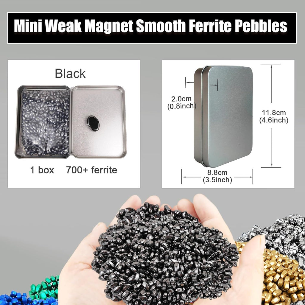 Magnetic Ferrite Putty Rock, More Than 700 Weak Magnet Smooth Ferrite Pebbles, Small Magnetic Beads Fidget Adults Toys for Office,