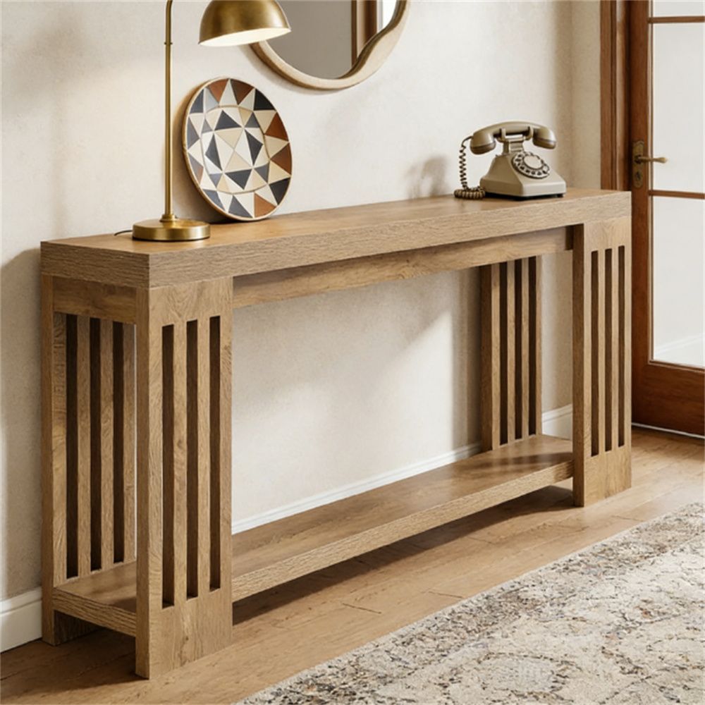 Main console, sofa table, storage desk, with classic farmhouse style design