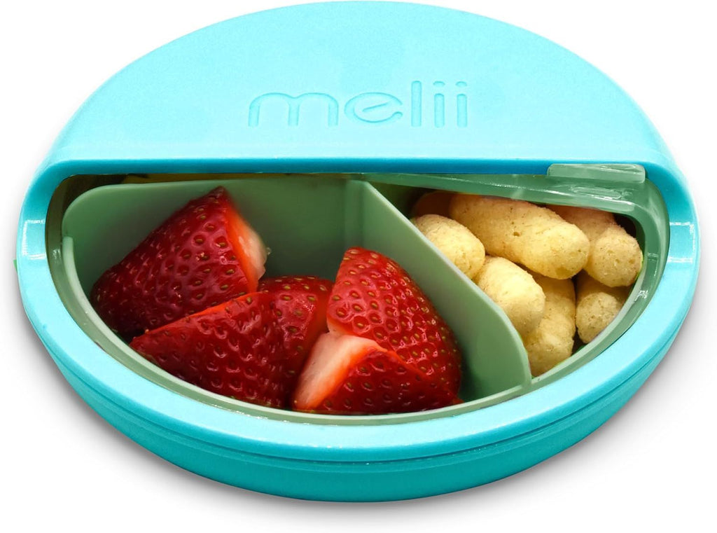 melii Spin Snack Container - BPA-Free, Dishwasher Safe Snack Container for On-The-Go Travel, Healthy Snacking, Eco-Friendly, Lead-Free, PVC-Free - Perfect for Kids and Adults - Blue