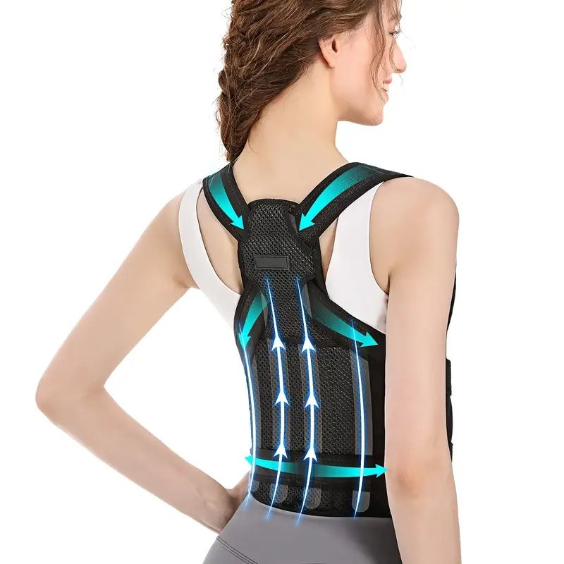 Men'S And Women'S Adjustable Back Support, Shoulder Brace, Provides Lumbar Support, Back And Waist Support, Suitable For Office, Sports, Outdoors And Sedentary (black)