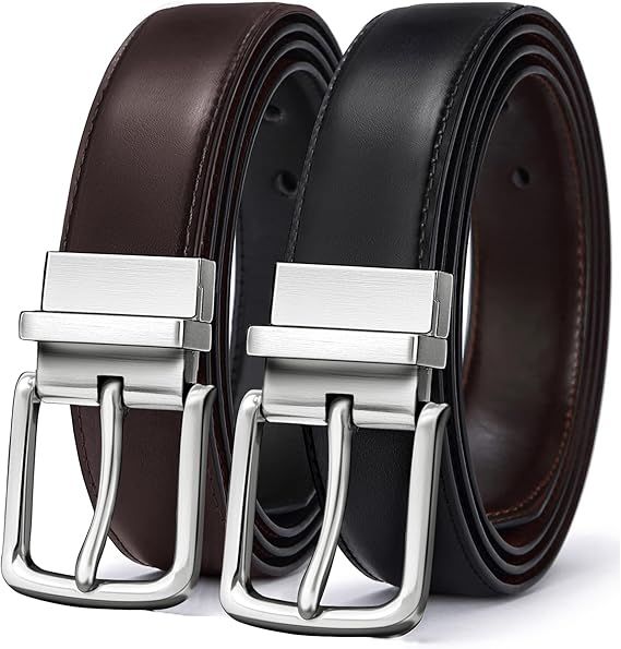 Men's Belt,Reversible Belt Adjustable For Gift Men 1.25'-Cut For Fit-2 Sides in 1 Belt(Not 2)
