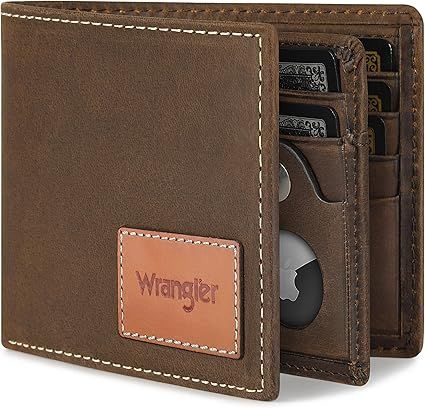 Men's Wallet with AirTag Holder, Genuine Leather, RFID Blocking, Bifold, Casual 10-20 Cards Purse, Gift for Him