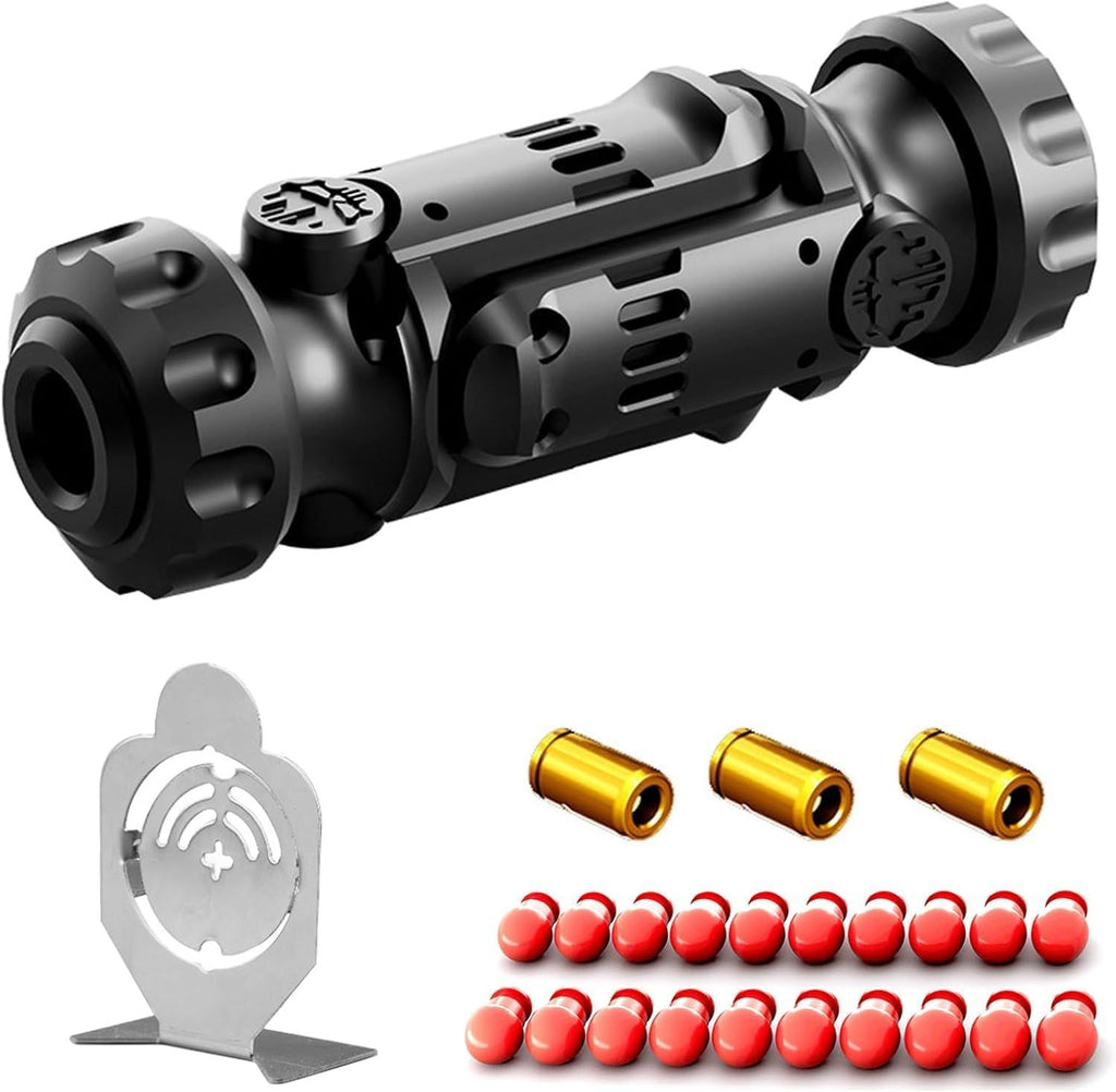 Metal Fidget Toy Gun for Adults: Stress Relief Toys Fidget Gun Fidget Spinner, Steel EDC with 20 Bullets 1 Target Silent for Adults Family (Black)