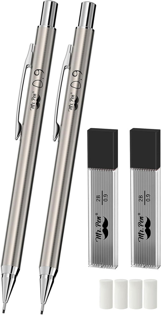 Metal Mechanical Pencils, 0.9mm, 2 Pack, Lead Pencil, Mechanical Pencil Metal Mechanical Pencil Mechanical, Mechinal Pencils, Mechanical Drafting Pencil