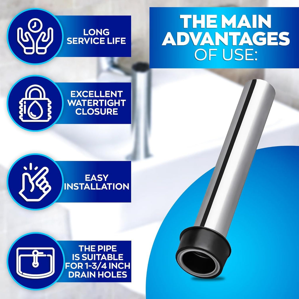 Metal Sink Strainer Pipe Tube Bathroom Pipes Fittings - Bathroom Sink Drain Strainer Pipe Overflow Kitchen Sink Drain Stopper for 1.75 Inch Drains