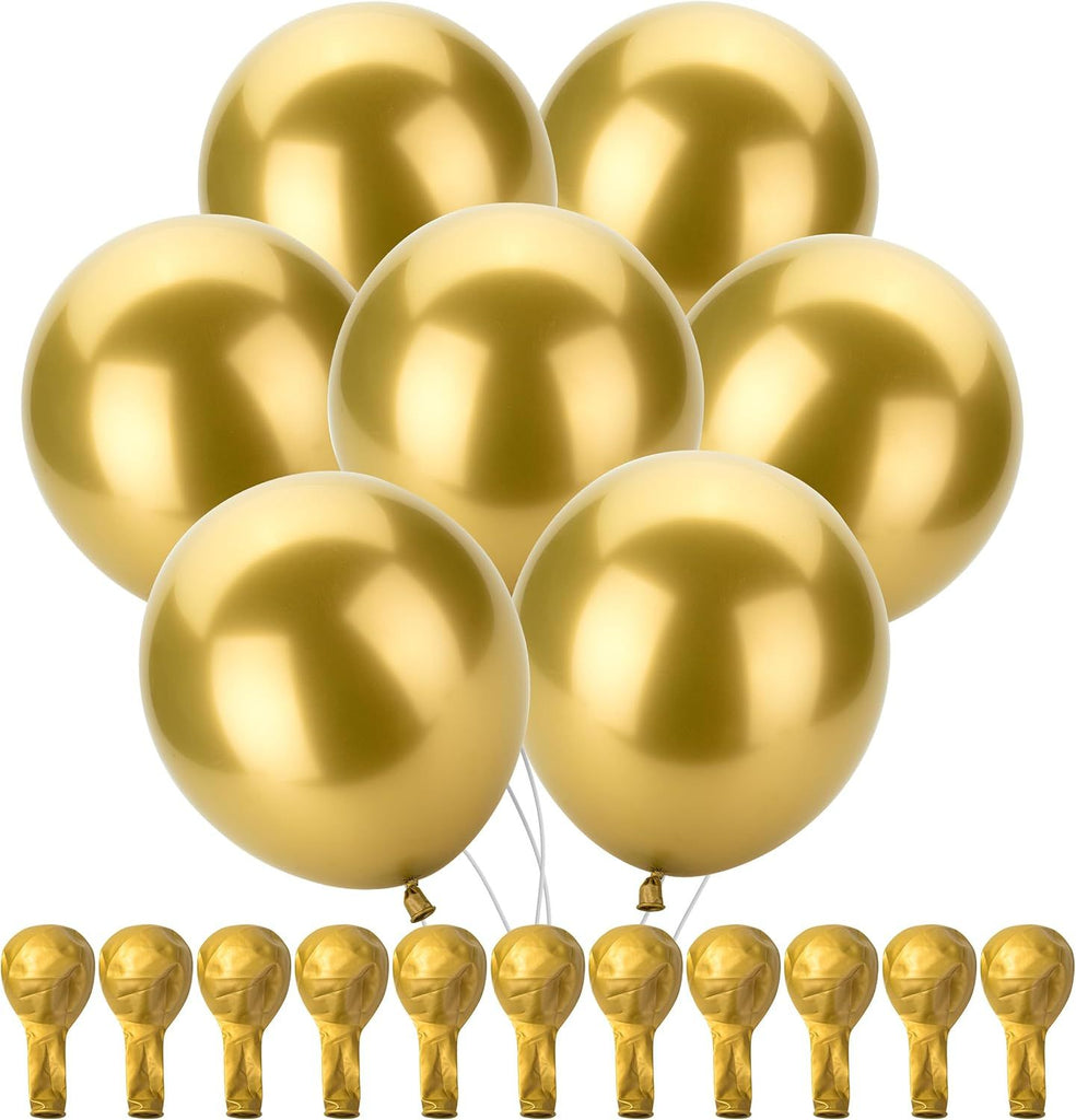 Metallic Balloons, 12 Inch, 100 Pack, Metallic Gold Balloons for Birthday Party