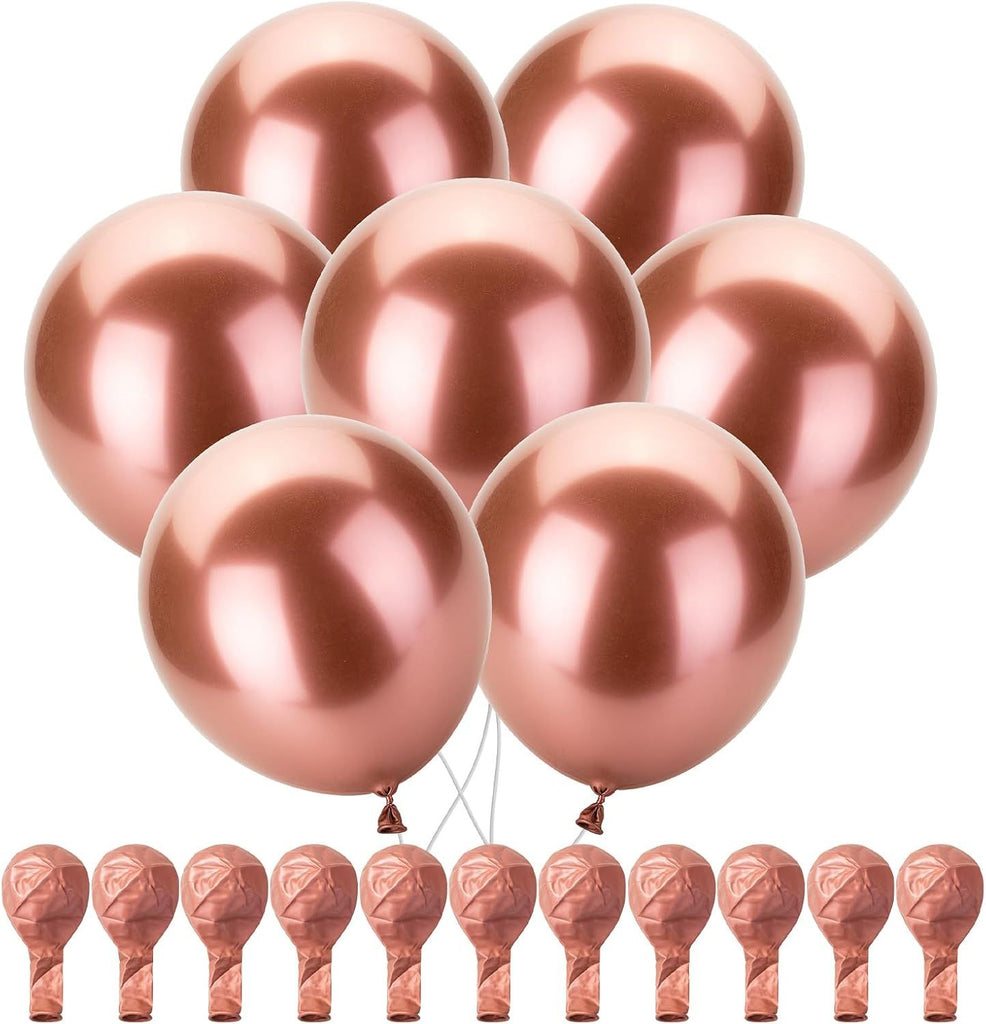 Metallic Balloons, 12 Inch, 54 Pack, Metallic Rose Gold Balloons