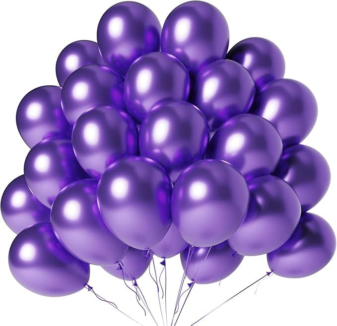 Metallic Purple Balloons 100 Pack 12 Inch Chrome Purple Latex Balloon for Wedding Graduation Halloween Birthday Party Decorations