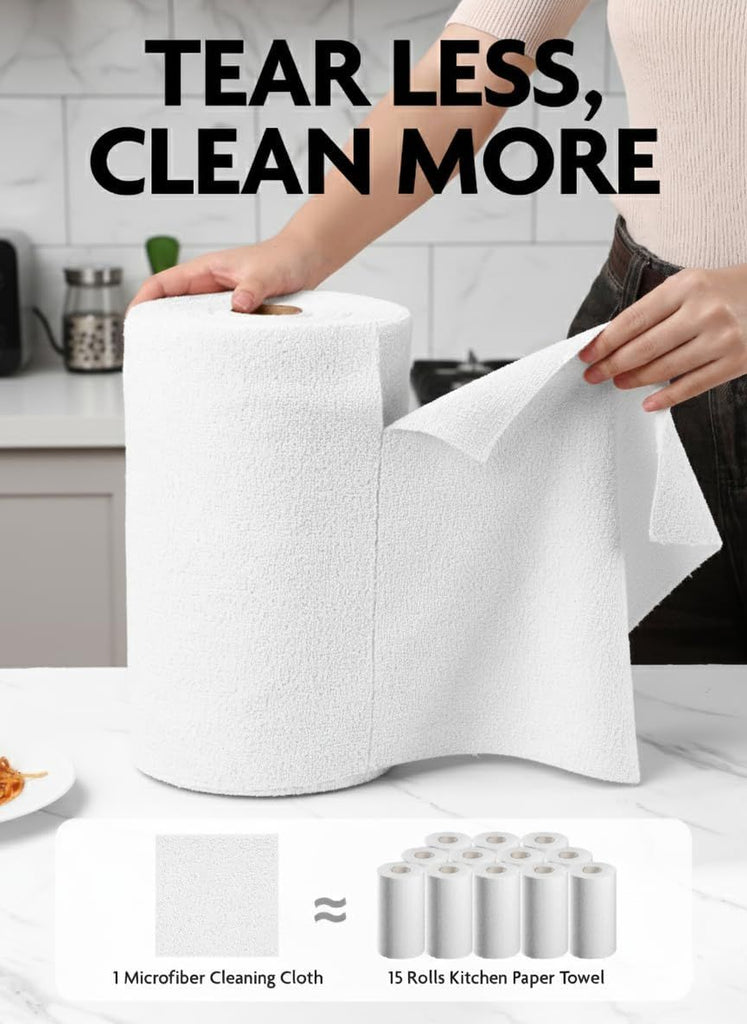 Microfiber Cleaning Cloth Roll -150 Pack, Tear Away Microfiber Towels, 12" x 12", Reusable, Washable, Ultra Absorbent Dishcloth for All-Around Cleaning Supplies