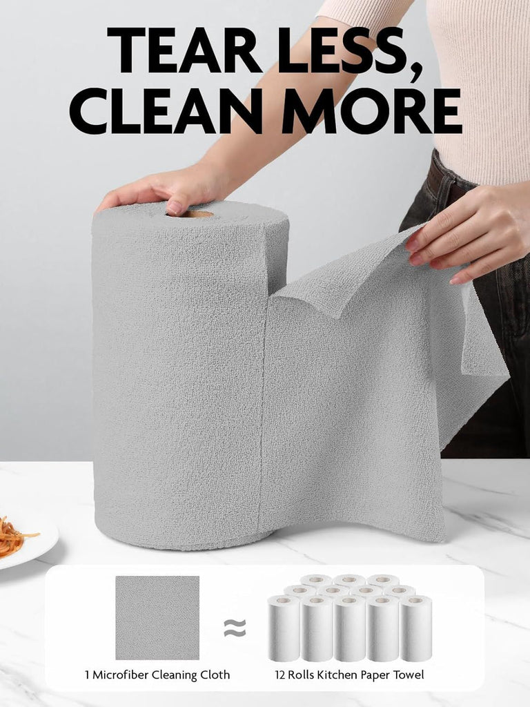 Microfiber Cleaning Cloth Roll -150 Pack, Tear Away Microfiber Towels, 12" x 12", Reusable, Washable, Ultra Absorbent Dishcloth for All-Around Cleaning Supplies