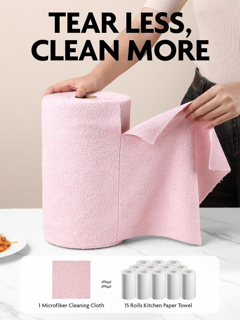 Microfiber Cleaning Cloth Roll -150 Pack, Tear Away Microfiber Towels, 12" x 12", Reusable, Washable, Ultra Absorbent Dishcloth for All-Around Cleaning Supplies