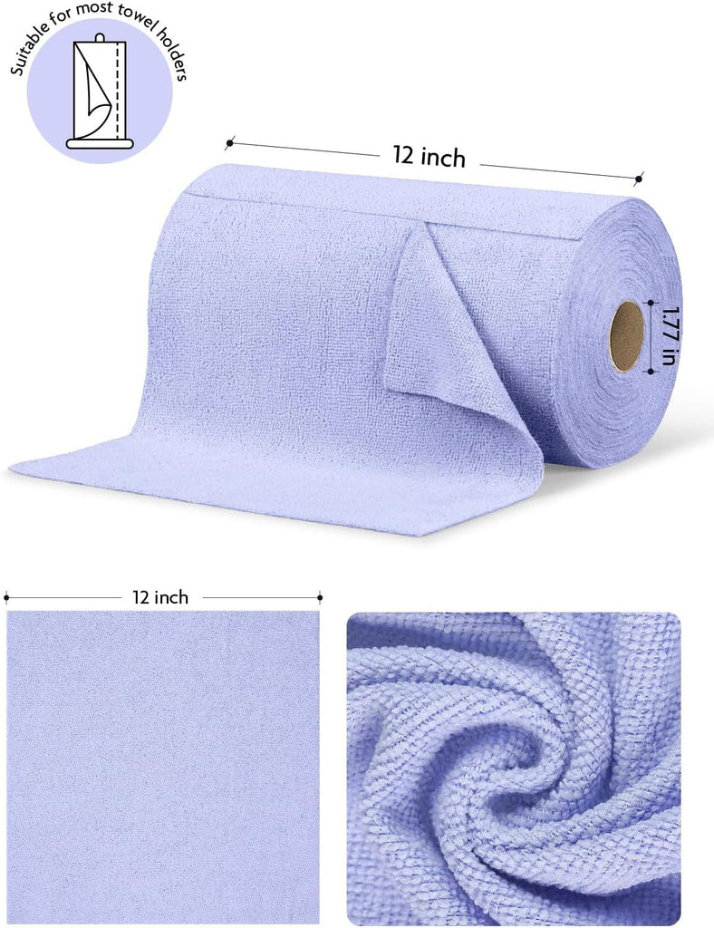Microfiber Cleaning Cloth Roll -75 Pack, Tear Away Microfiber Towels, 12" x 12", Reusable, Washable, Scratch Free, Ultra Absorbent Dishcloth for All-Around Cleaning Supplies
