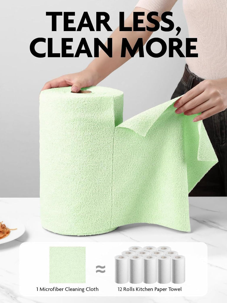 Microfiber Cleaning Cloth Roll -75 Pack, Tear Away Microfiber Towels, 12" x 12", Reusable, Washable, Scratch Free, Ultra Absorbent Dishcloth for All-Around Cleaning Supplies