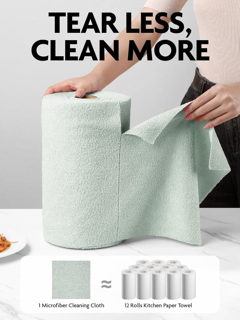 Microfiber Cleaning Cloth Roll -75 Pack, Tear Away Microfiber Towels, 12" x 12", Reusable, Washable, Scratch Free, Ultra Absorbent Dishcloth for All-Around Cleaning Supplies