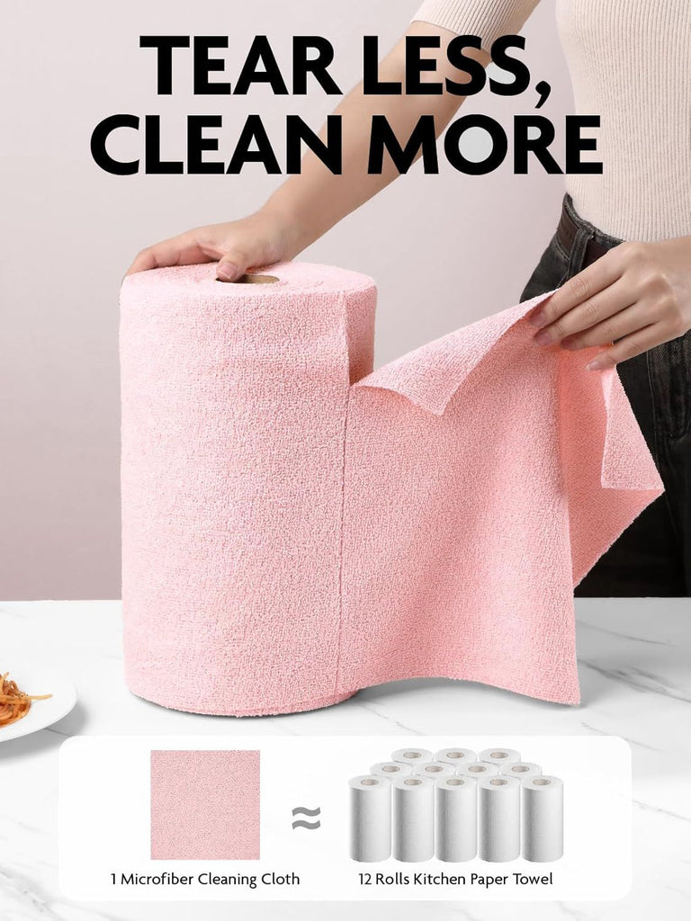 Microfiber Cleaning Cloth Roll -75 Pack, Tear Away Microfiber Towels, 12" x 12", Reusable, Washable, Scratch Free, Ultra Absorbent Dishcloth for All-Around Cleaning Supplies