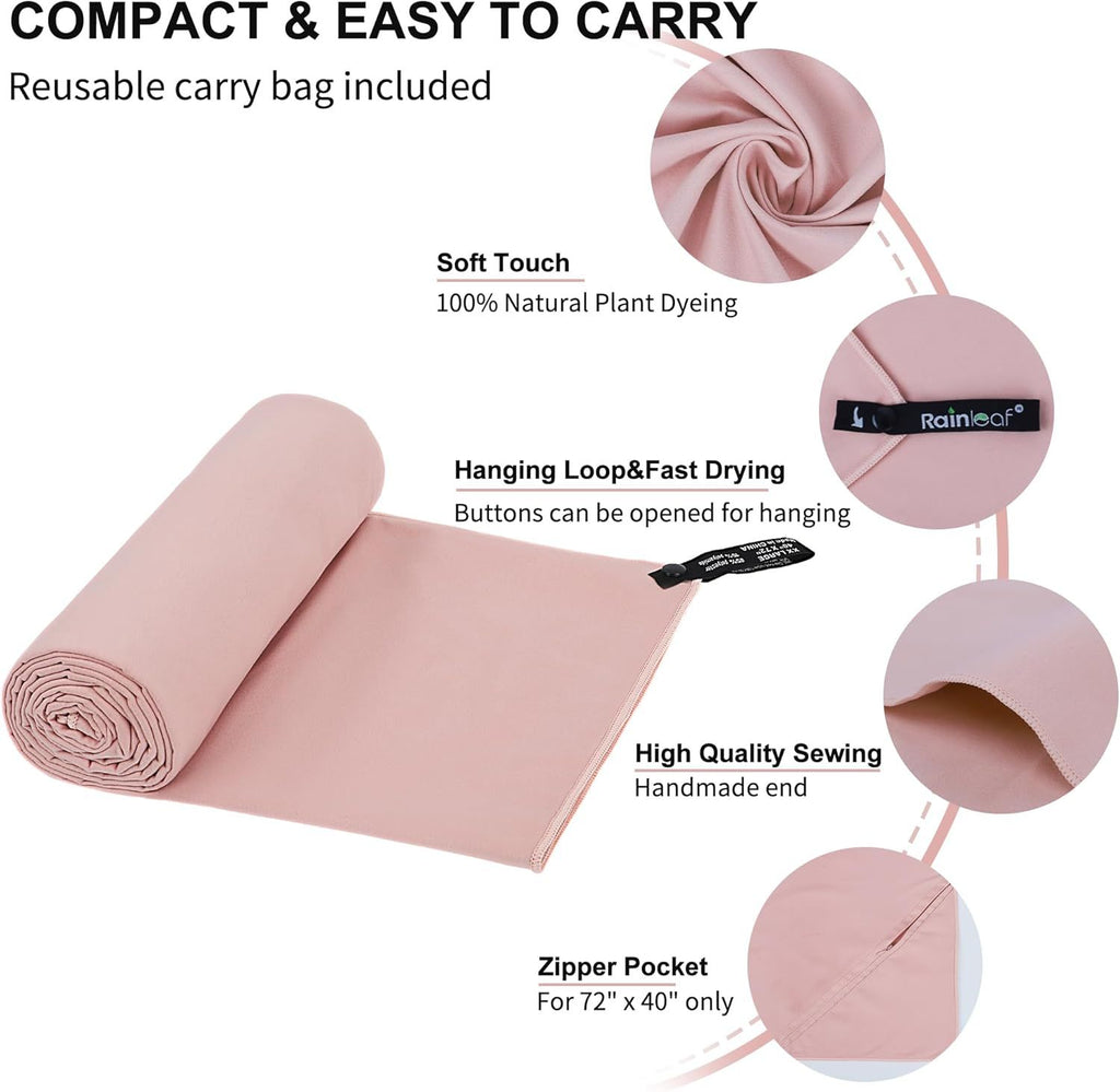 Microfiber Towel Perfect Travel & Gym & Camping Towel. Quick Dry - Super Absorbent - Ultra Compact - Lightweight. Suitable for Trip, Beach, Shower, Backpacking, Pool